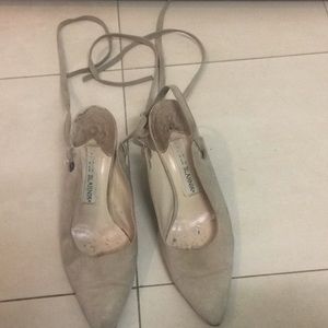 Vintage Manolo Blahnik ankle tie shoes.